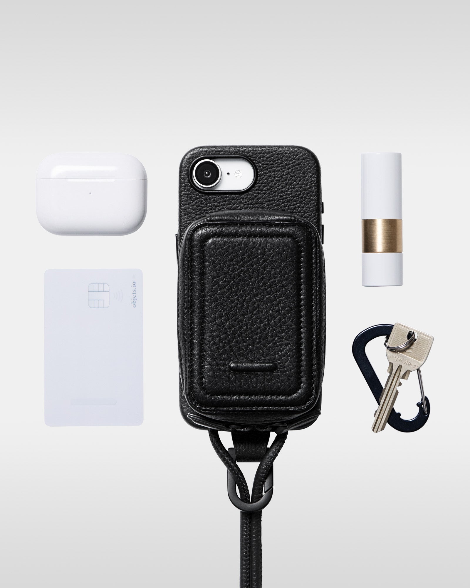 レザー製 iPhoneケース セット / ストラップ付スマホケース / スマホ