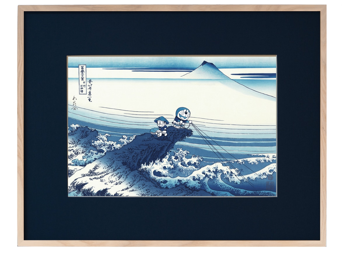ドラえもん」浮世絵シリーズ新作は「富嶽三十六景」の「甲州石班澤