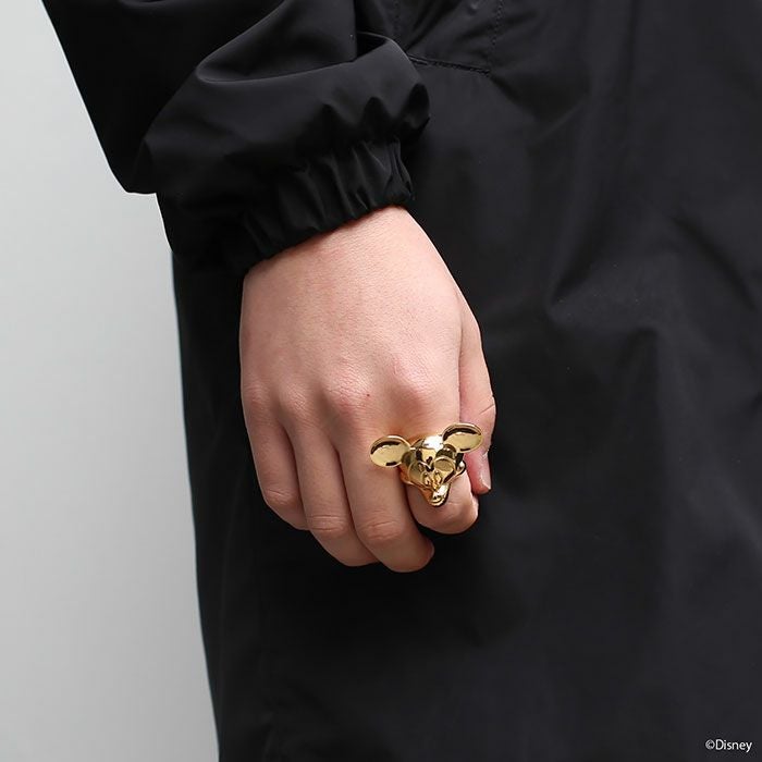 JWDRI006G)ミッキーマウスフェイスリング-ゴールドM/指輪