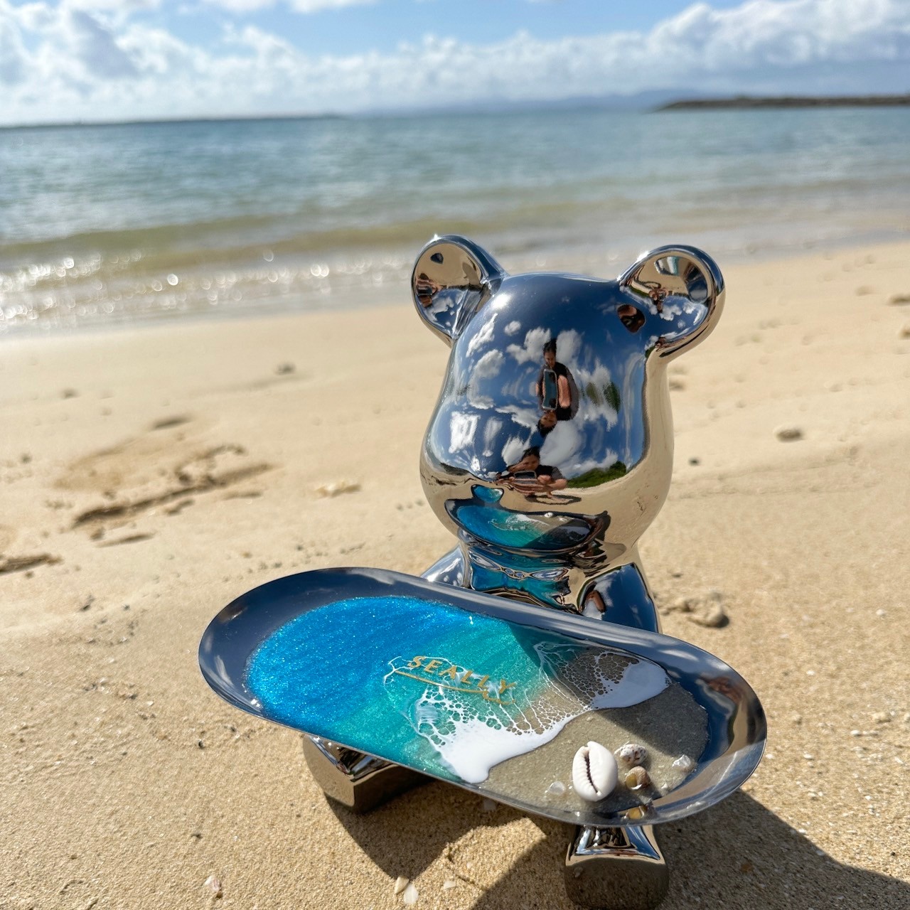 レジンアート】Silver Bear Tray