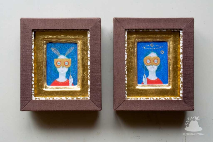 額装 書作品「雪・蛍」 和モダン 抽象書 落款あり 共箱 日本美術 額装