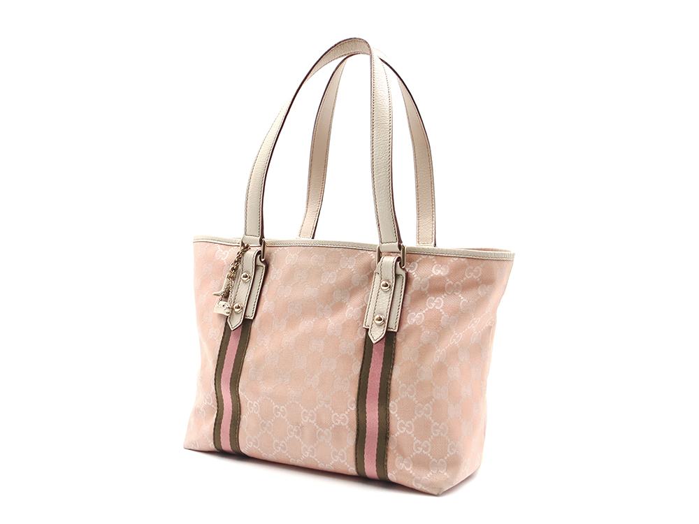 グッチ GGキャンバス シェリーライン トートバッグ ピンク×アイボリー