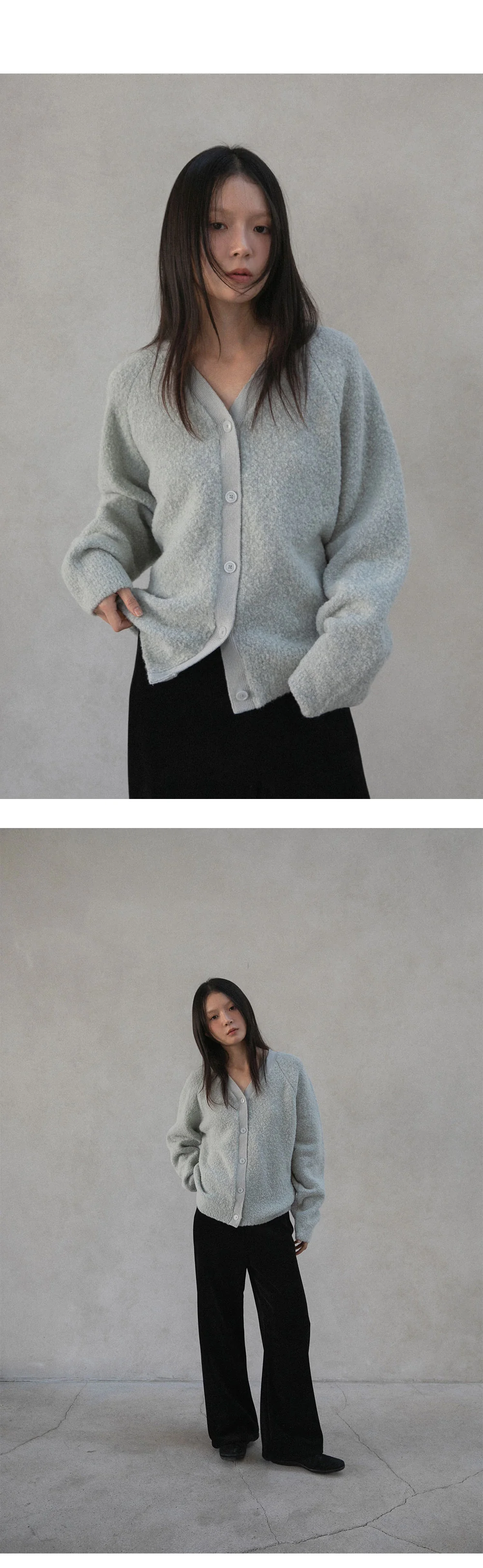 boucle wool cardigan | OHOTORO