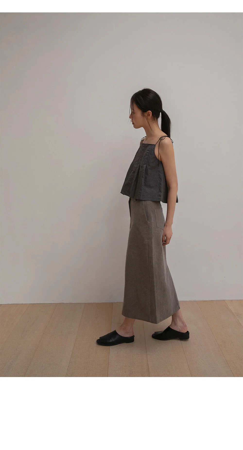 pleated cami top | OHOTORO