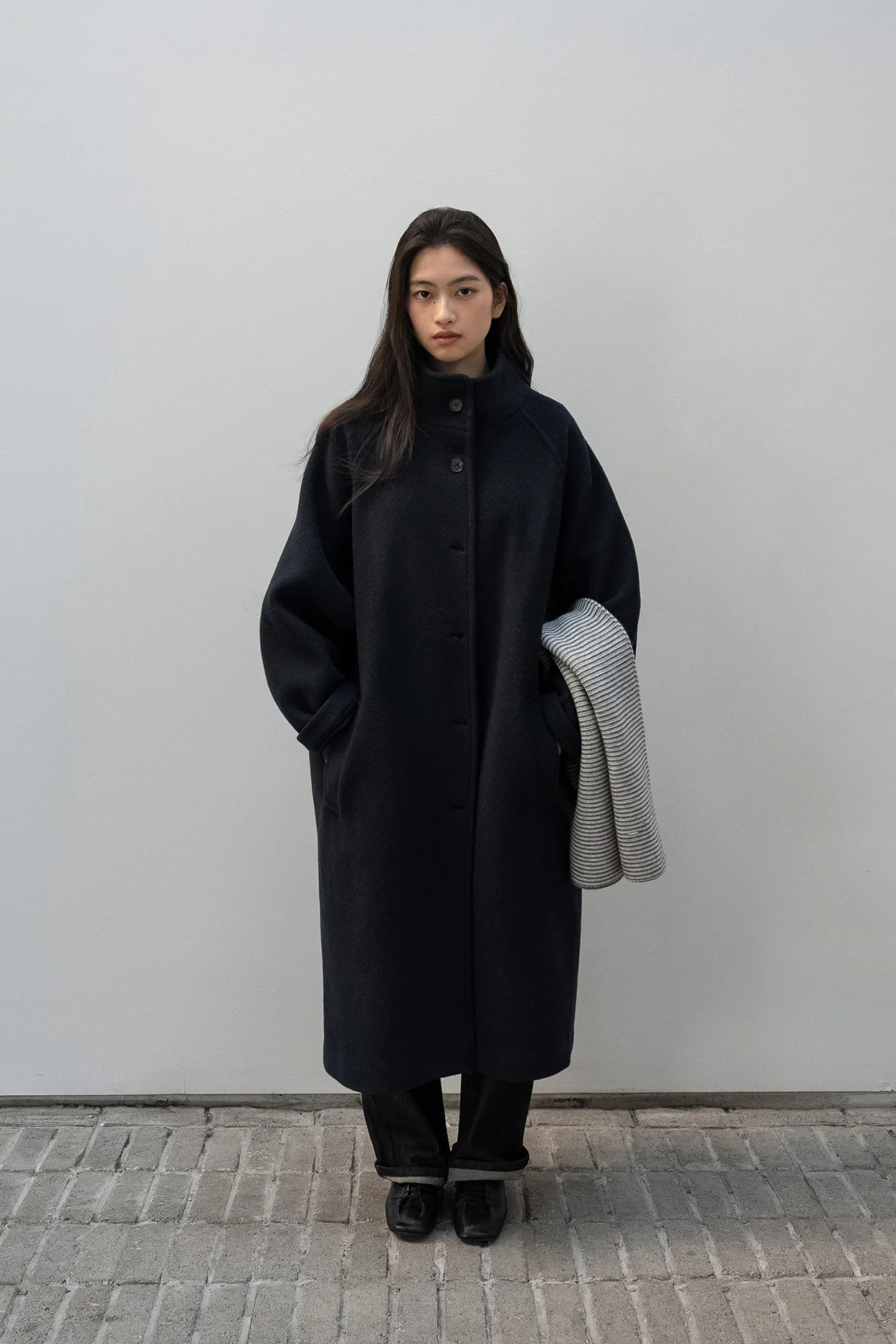 drop wool coat | OHOTORO
