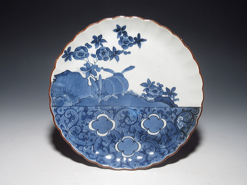 古伊万里 藍九谷 兎文 七寸皿【寛文】 ｜ 古陶磁 大林師友堂
