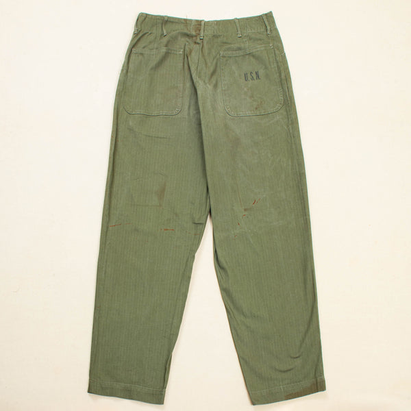 40s WW2 Vintage US Navy N-3 HBT Utility Trousers - 31x31 – Omega