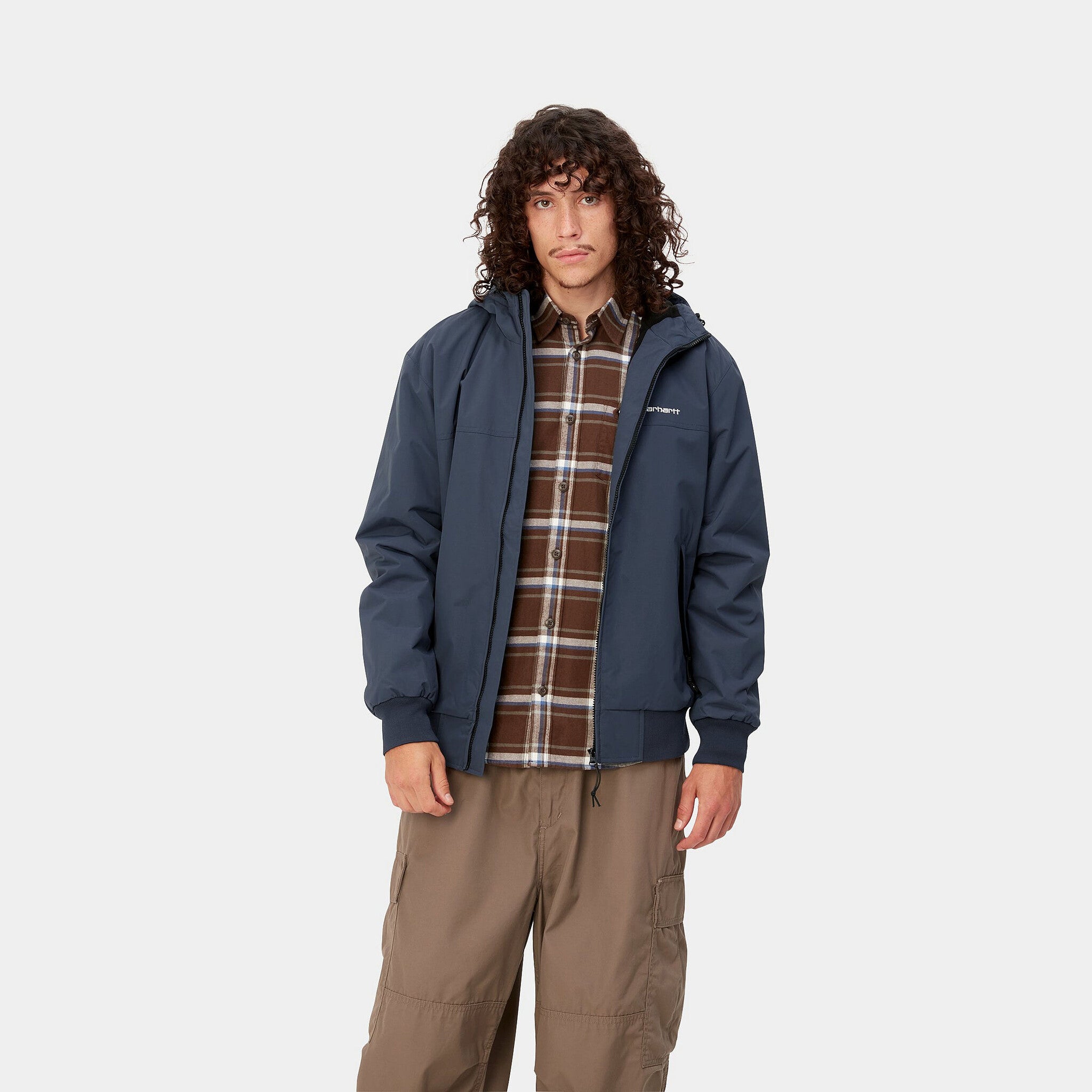 Carhartt WIP Hooded Sail Jacket Blue/White – One80 Boardshop