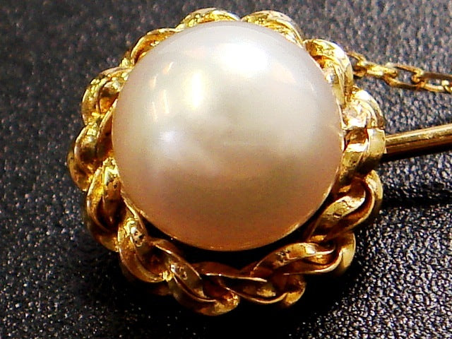 豪華!!18金☆アコヤ真珠 ピンブローチ☆総重量2.4g☆K18刻印有☆パール