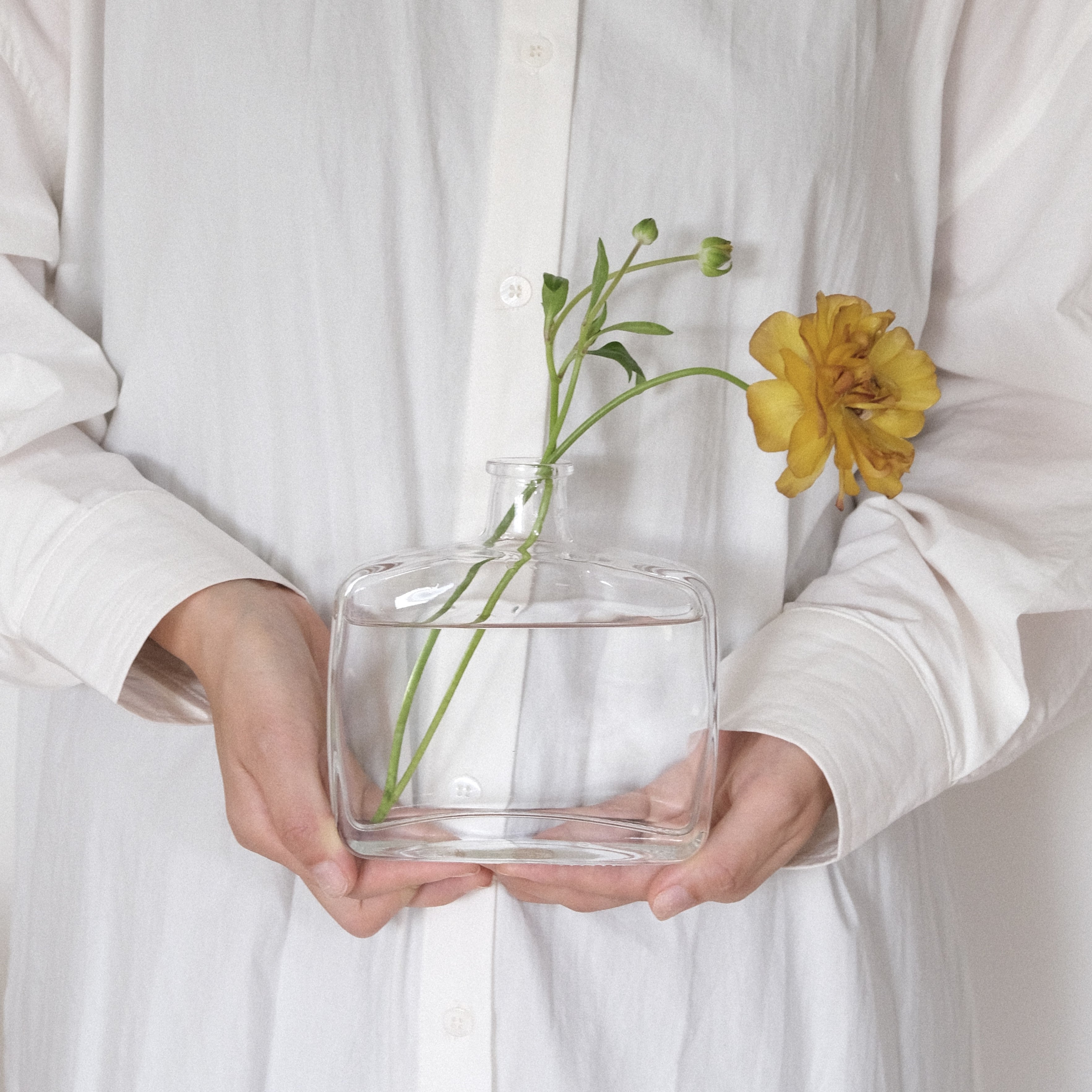 ガラス花瓶｜卓上｜とうめい｜北欧｜しかくい平さん＠鉢の専門店