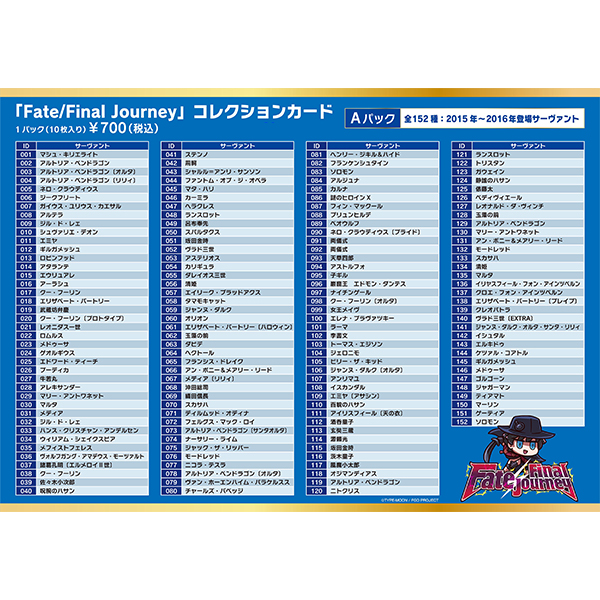Fate/Final Journey」コレクションカード Aパック