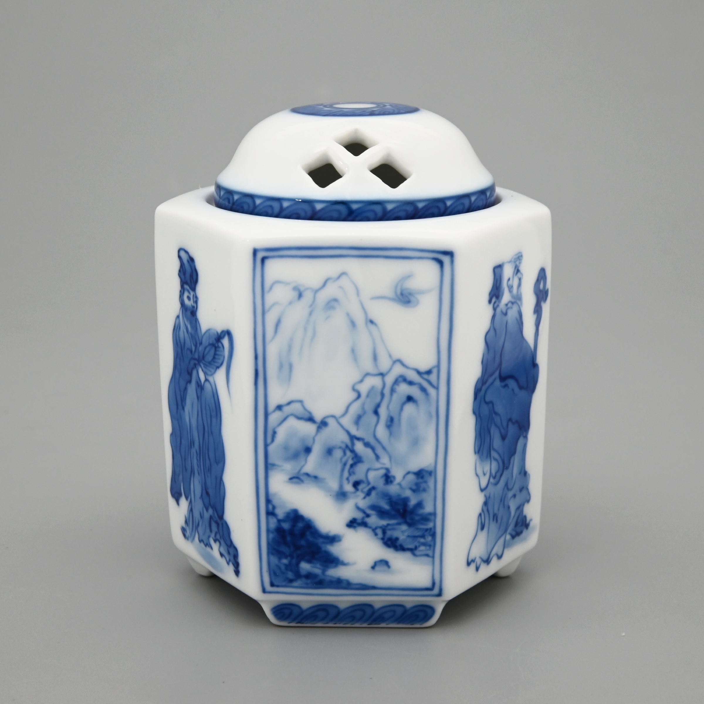 染付人物山水）香炉 |有田焼の老舗-香蘭社オンラインショップ