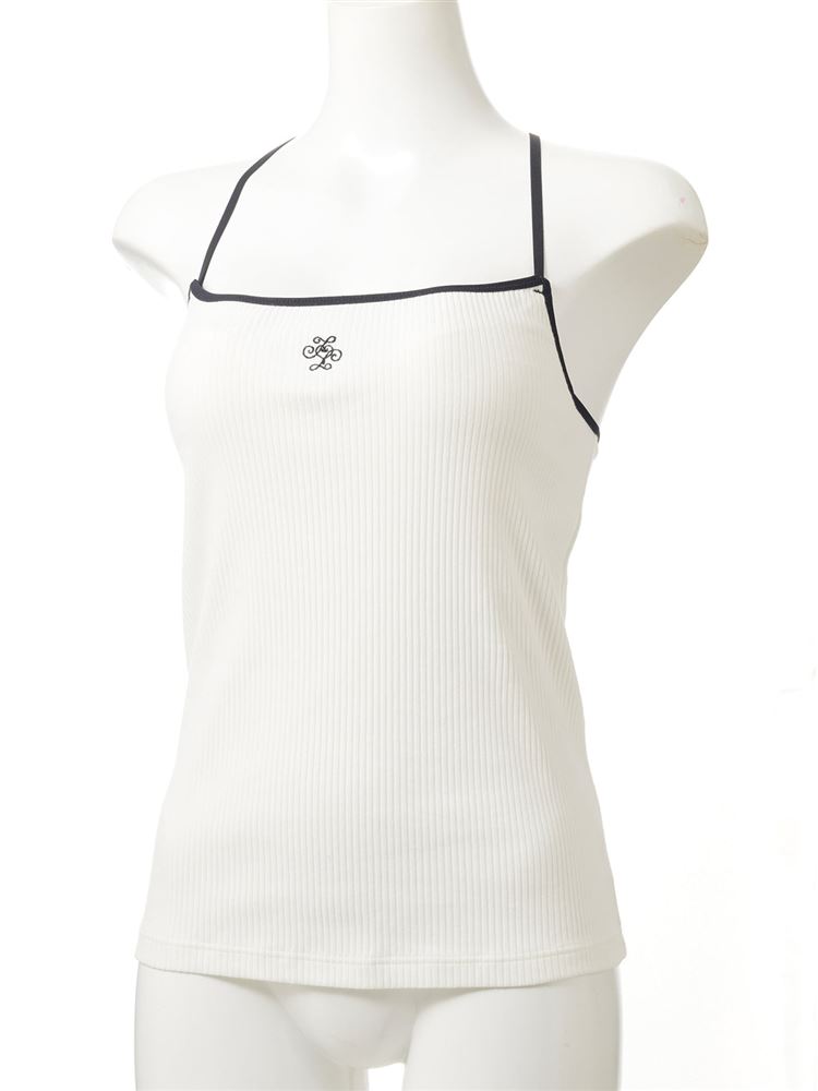 ワンポイント刺繍カップ付きキャミソール(バッククロス): 下着