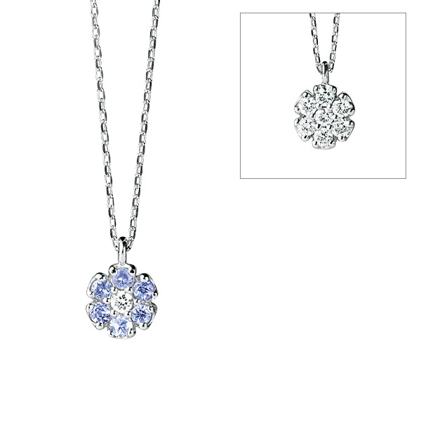 12月]K18WGタンザナイト/ダイヤモンドリバーシブルネックレス