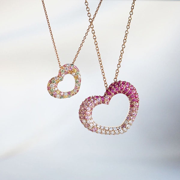 K18PGピンクサファイア/ダイヤモンドネックレス | ポンテヴェキオ公式