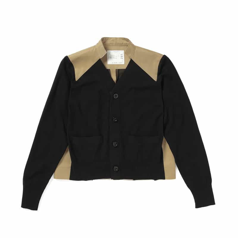 SACAI＜サカイ＞コンビネーション バックプリーツVネックニット