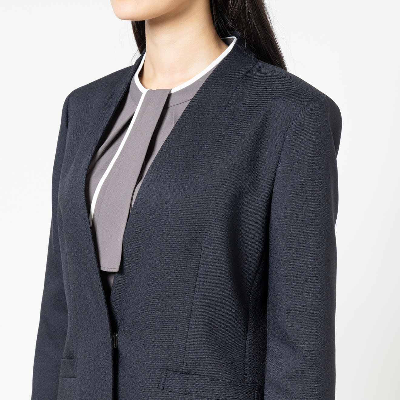 ノーカラージャケット ネイビー | ONLY ONLINE STORE