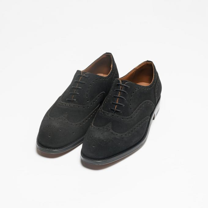 英国流 / スエード内羽根ウイングチップシューズ ブラック | ONLY