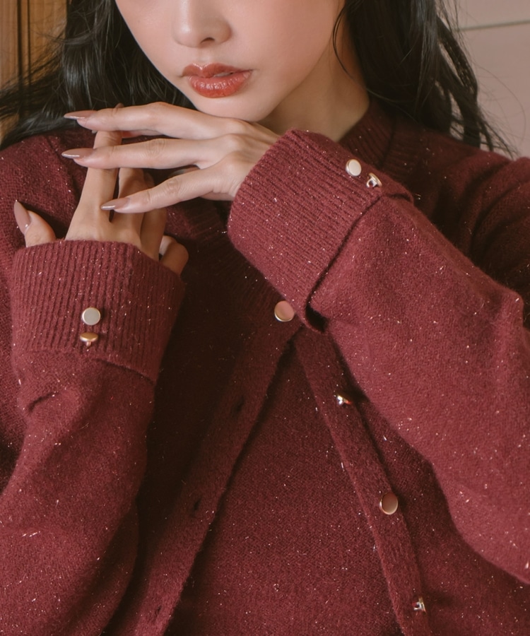 金ボタンラメニットアンサンブル(M WINE): トップス｜PMbox P&M