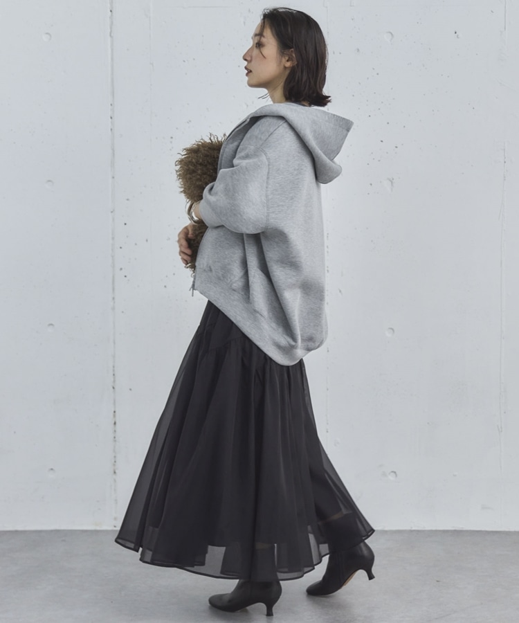 もちもち/新色追加】W ZIP ボンディングBIGパーカー(38 GRAY