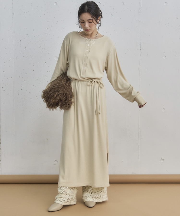 2WAYヘンリーネックリブワンピース(38 IVORY): ワンピース｜PMbox