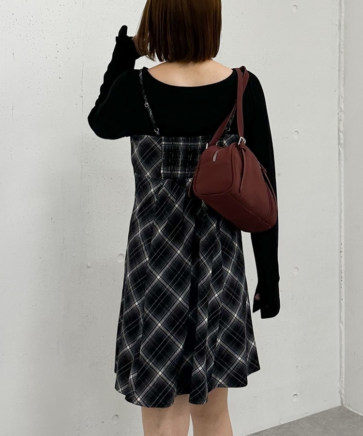 バイアスチェックアソートミニキャミワンピース(M BLACK): ワンピース