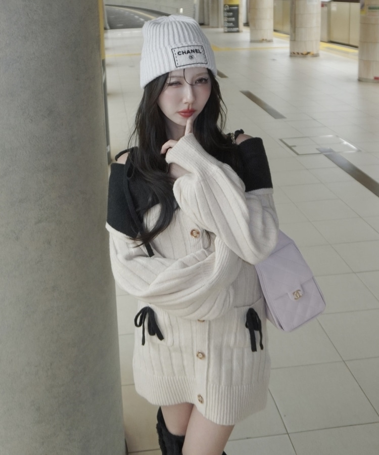 offshoulder ribbon onepiece(M IVORY): ワンピース｜PMbox P&M