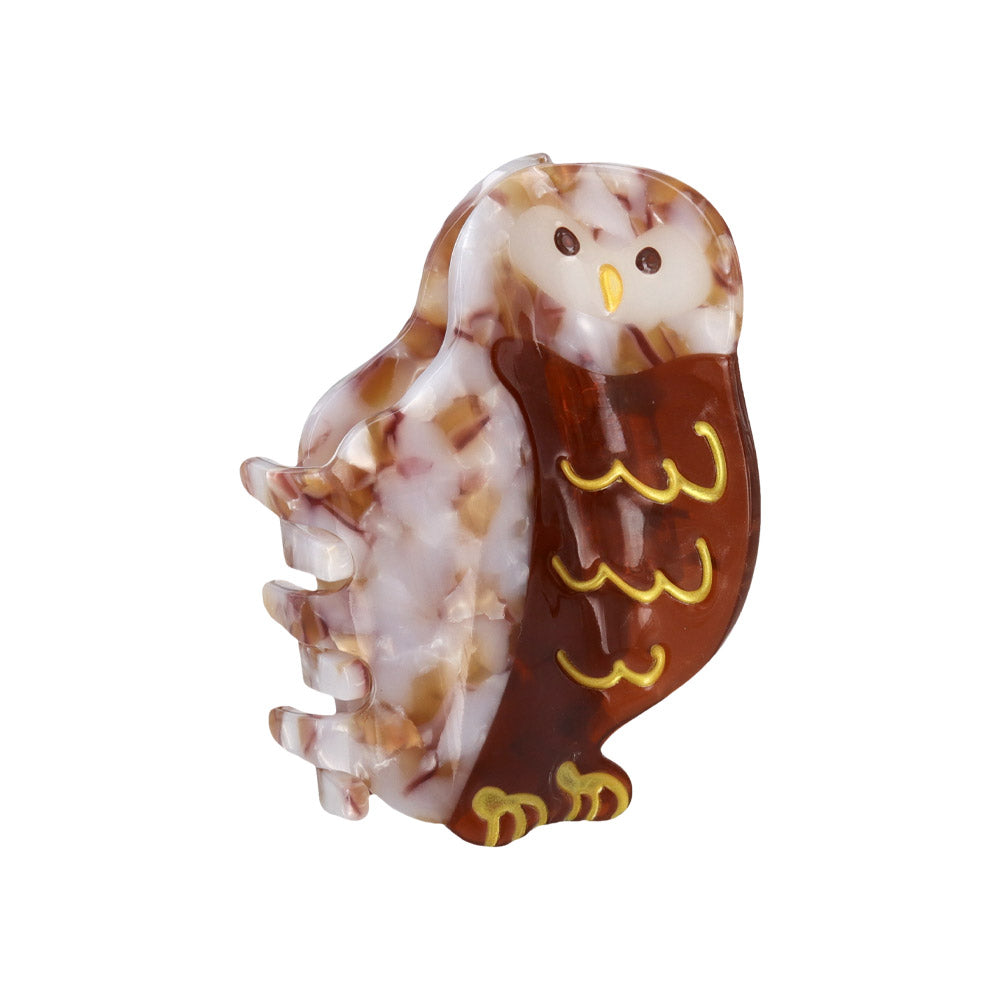 ヘアクリップ フクロウ 梟 鳥 動物 アニマル マーブル バンスクリップ