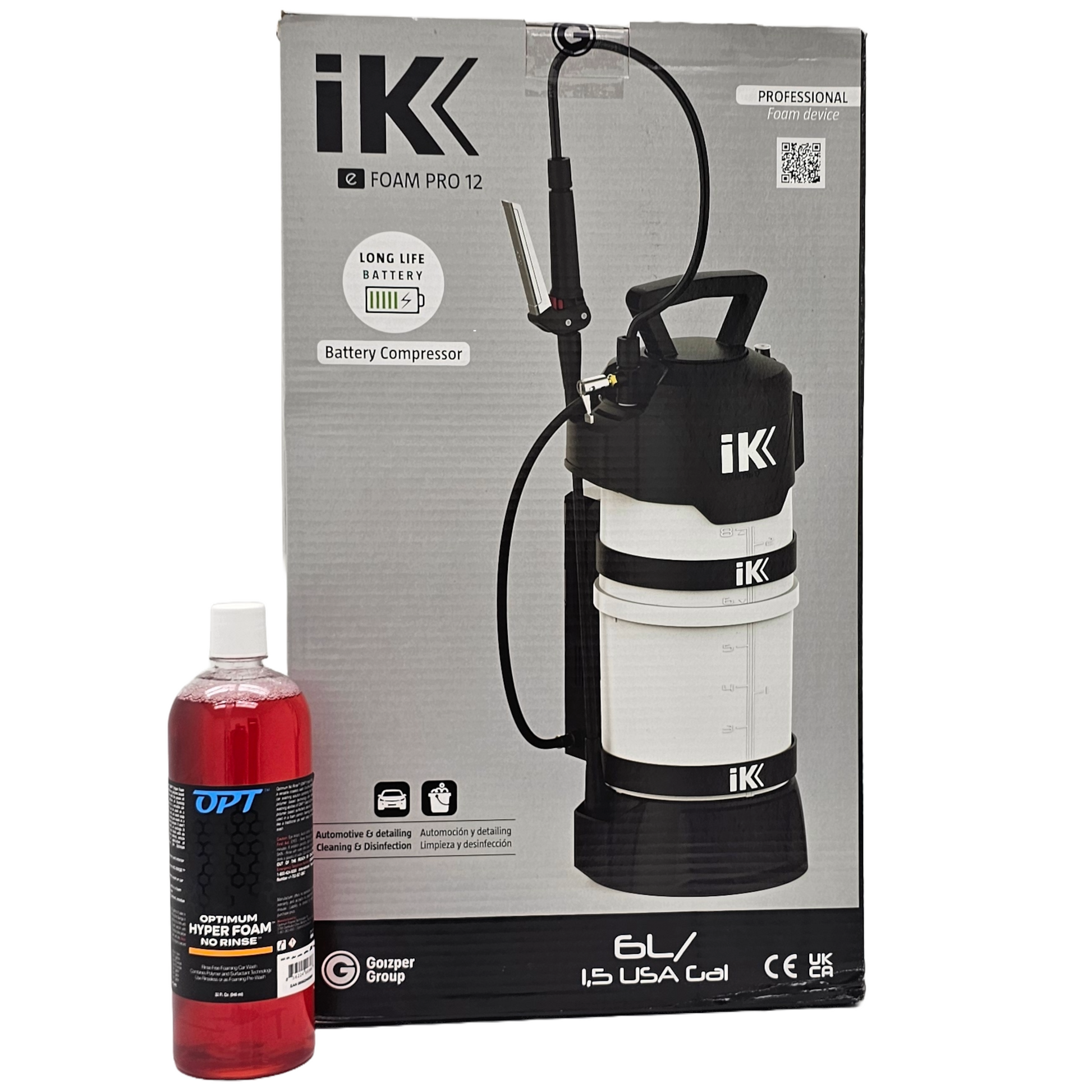 Optimum No Rinse Hyper Foam Rinseless Car Wash 32 oz. & IK e Foam