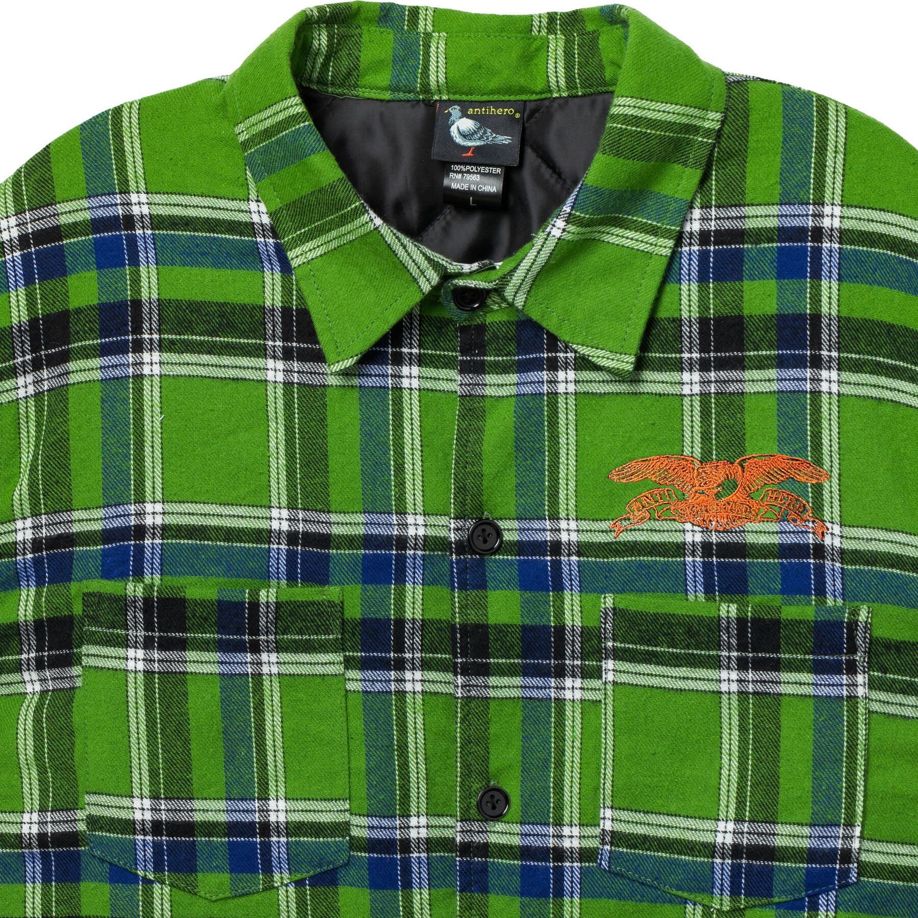 Antihero Basic Eagle Flannel Jacket Green/Blue - Orchard Skateshop