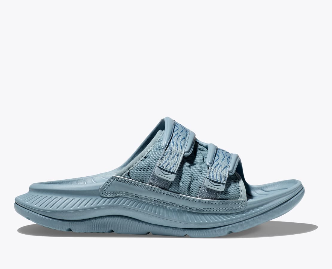 Hoka One One Unisex Ora Luxe Recovery Slide Adjustable Stone Blue