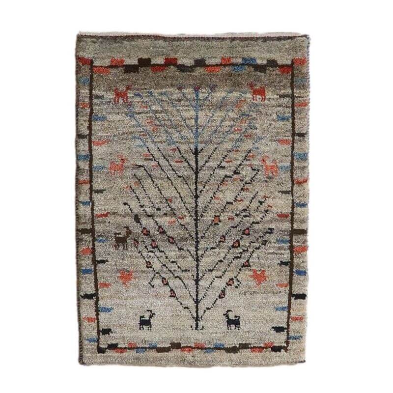 ギャッベ,ラグ,カシュクリ,91×62cm,ゾランヴァリ,手織り,ウール絨毯