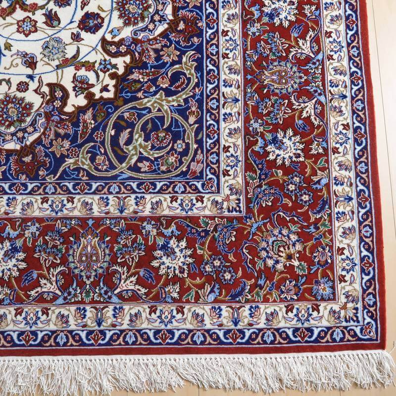 高級ペルシャ絨毯イスファハン産セーラフィアン工房 313×214cm（FX