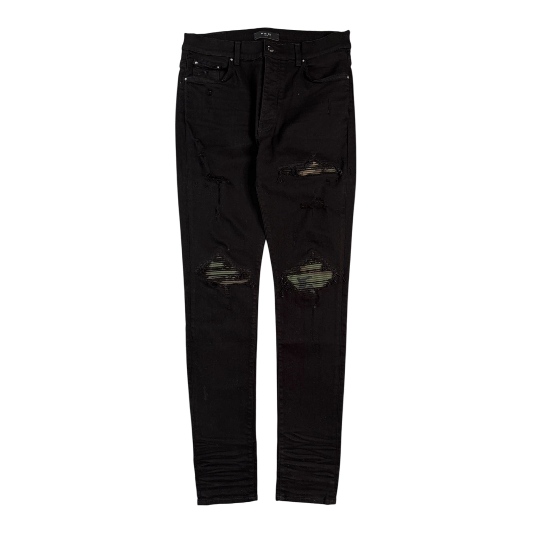Amiri MX1 Camo Bandana Patch Jeans Antique Black
