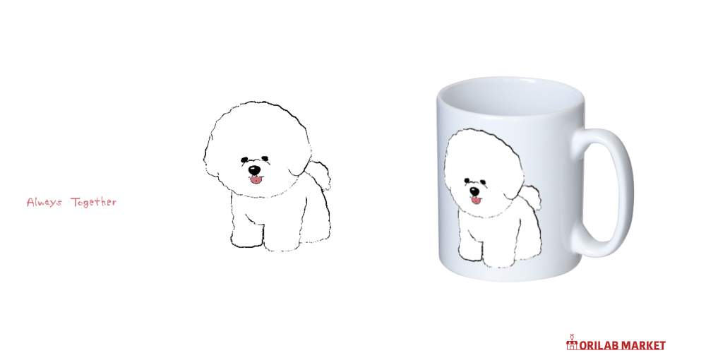 仲良しビションフリーゼペア2マグカップ ホワイトの商品購入ページ