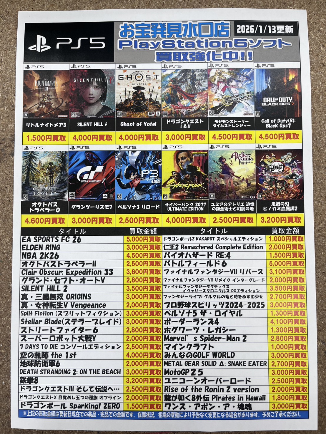 Switch2ソフト、PS5ソフトの買取価格を更新しました✨ | お宝発見水口