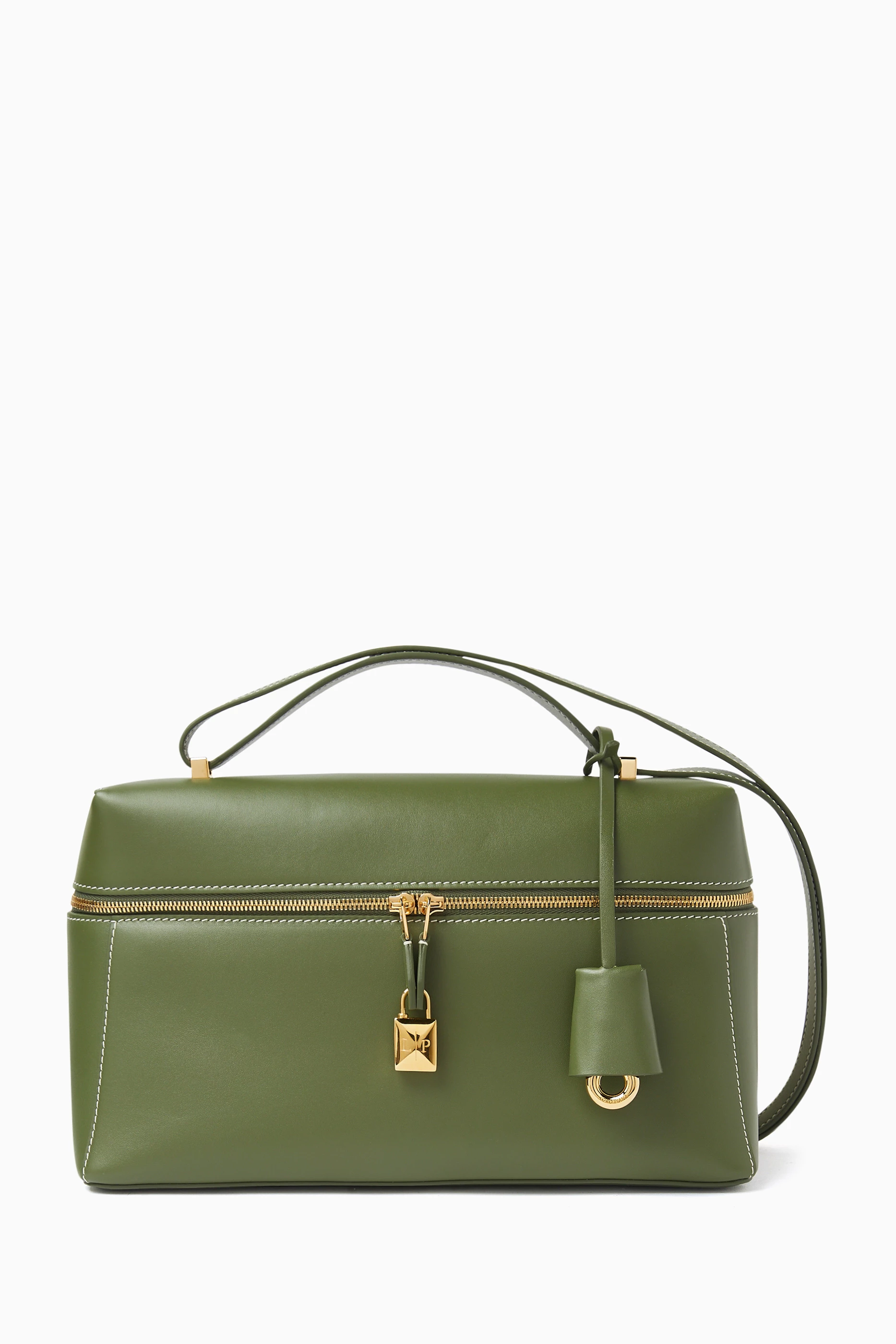 Buy Loro Piana Green Extra Pocket L27 Bag in Leather For Women