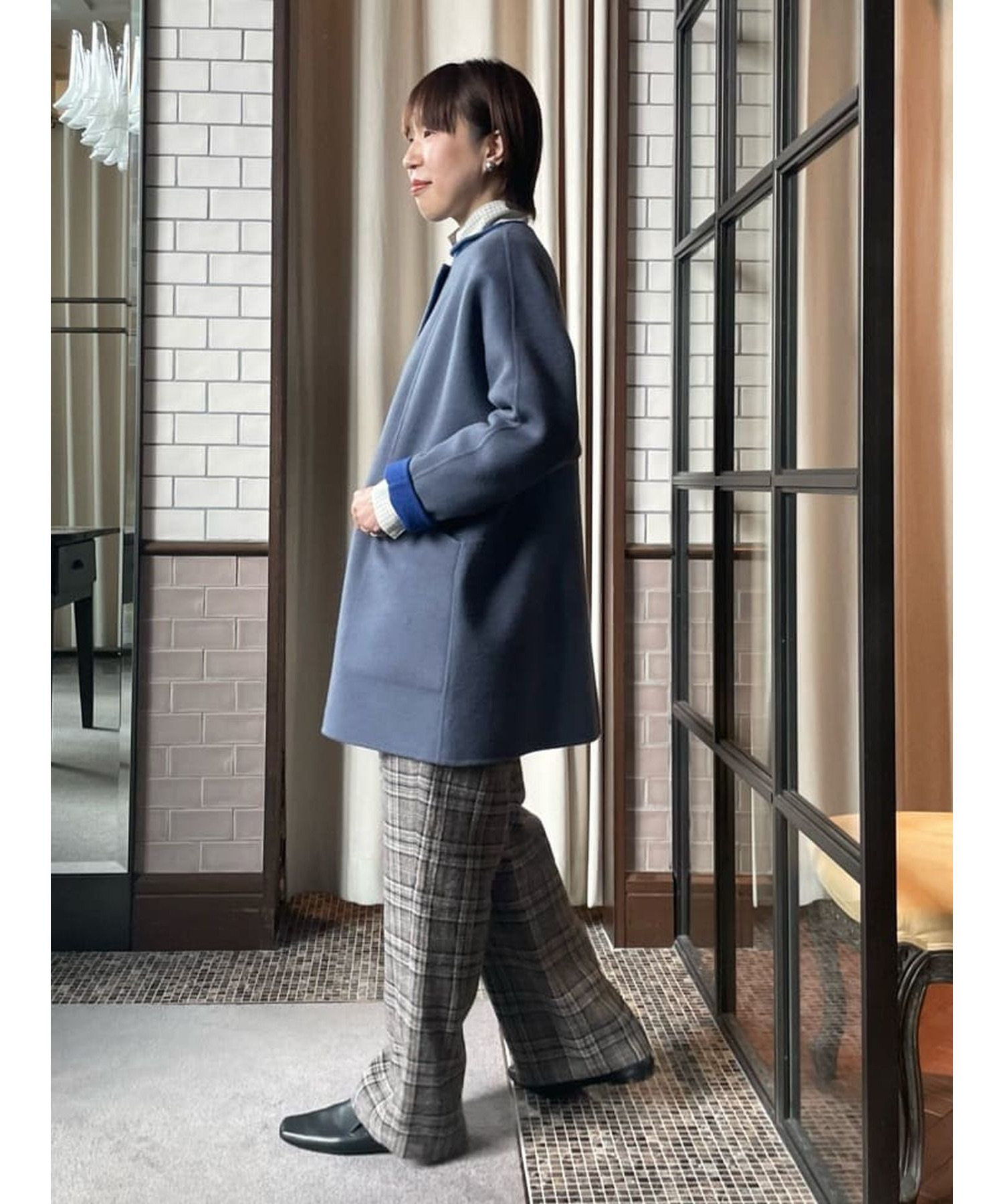 リバーシブル】カシミヤ混ダブルフェイスドルマンスリーブコート