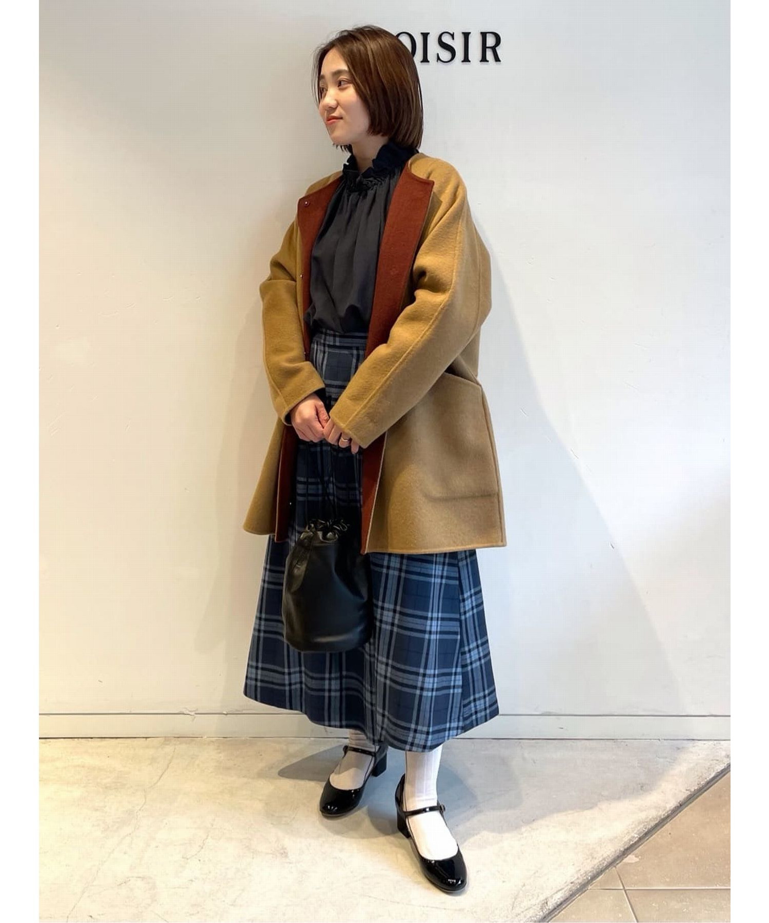 リバーシブル】カシミヤ混ダブルフェイスドルマンスリーブコート