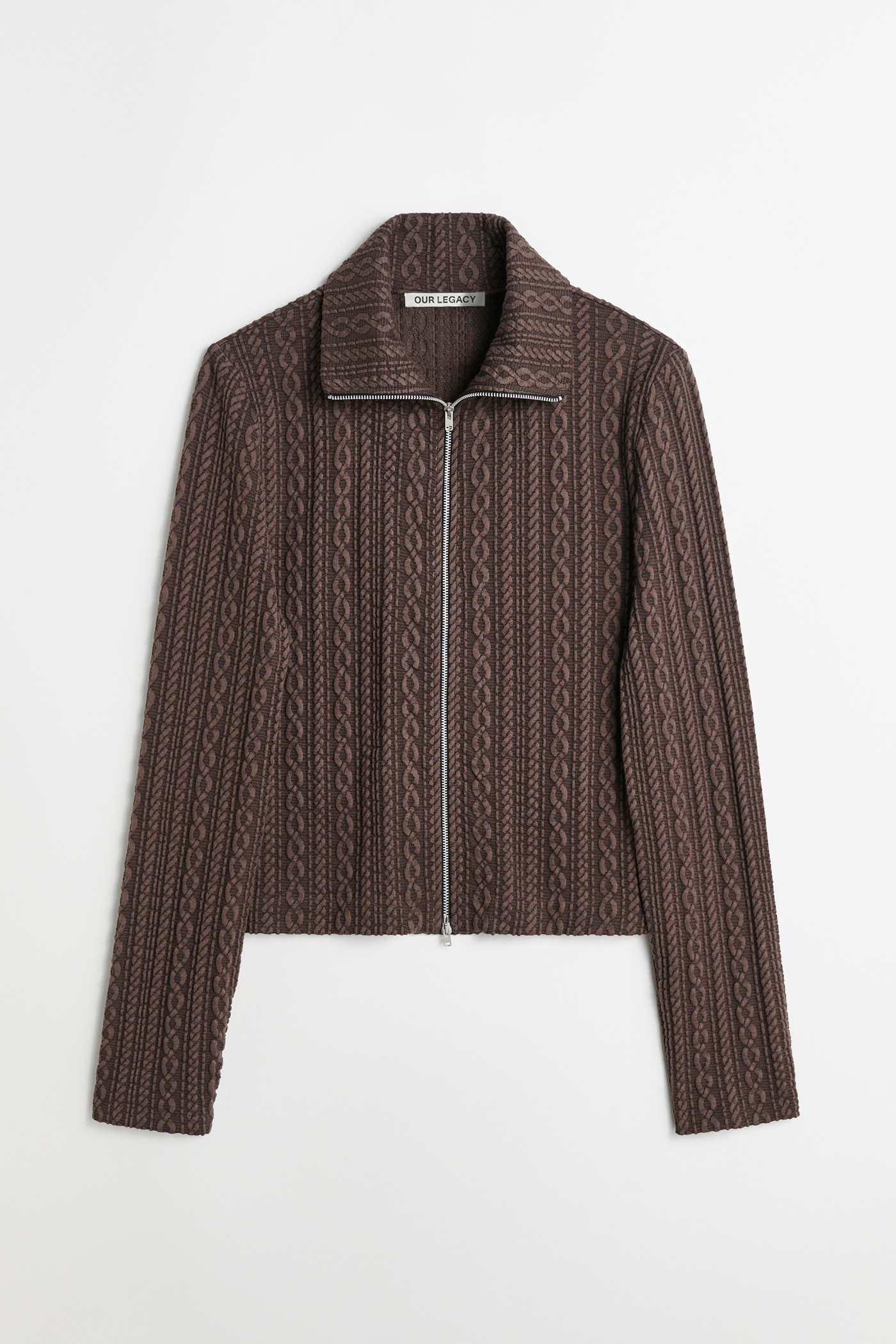 Our Legacy - Slim Zip Longsleeve Indulgent Choco Cable Jacquard
