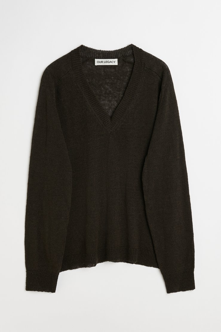 Our Legacy - Rue V-Neck Nori Green Cyclone Linen