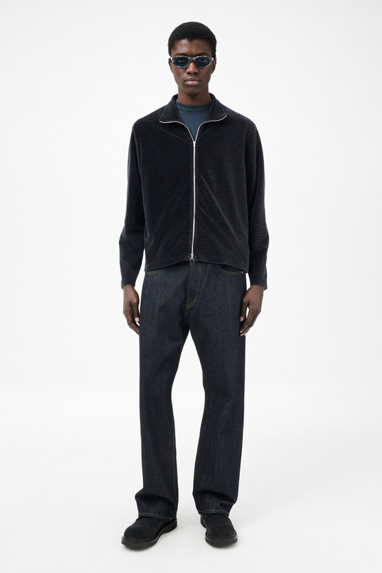 Our Legacy - Shrunken Fullzip Polo Phantom Stripe Velour