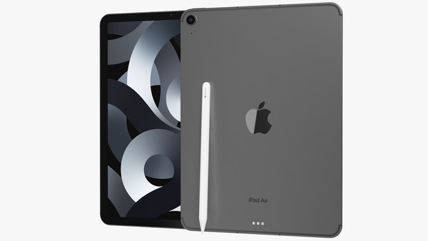 Apple iPadAir2022第5世代WiFiおよびセルラーとペンシルグレー3Dモデル