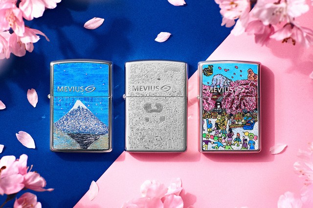 メビウスが桜デザイン限定パッケージ、発売記念でヘラルボニーZippo