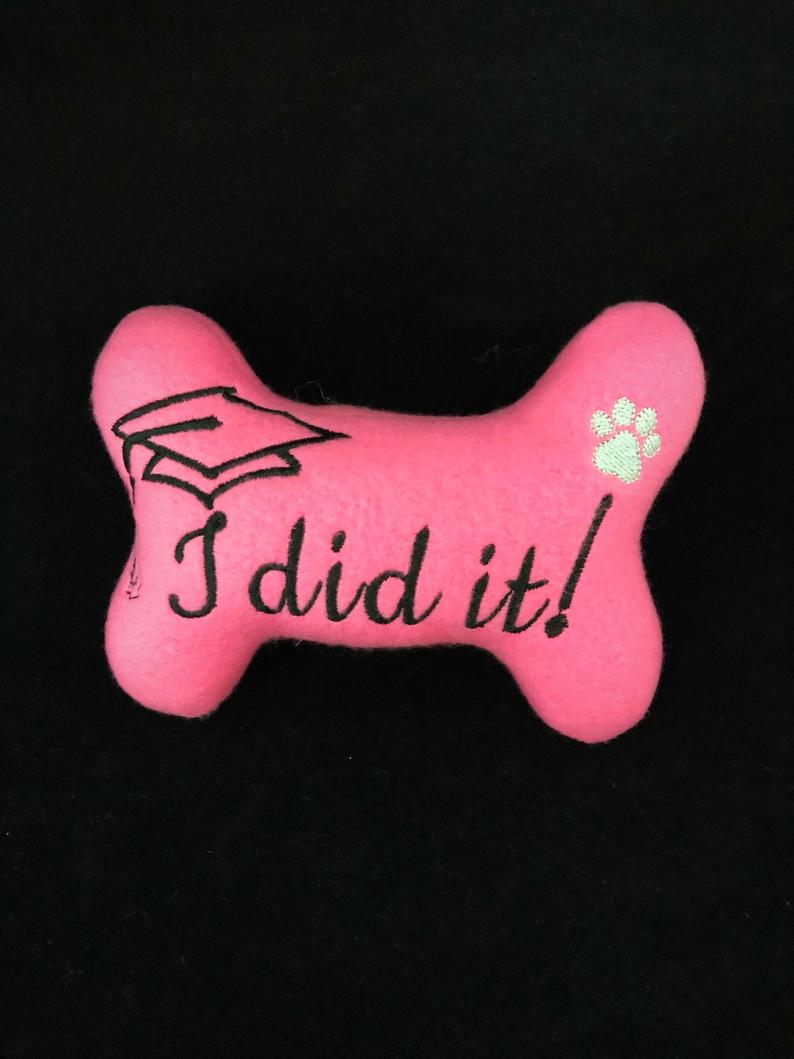 Dog Puppy Training Graduation Cap and Bone Toy (Pink, Black or
