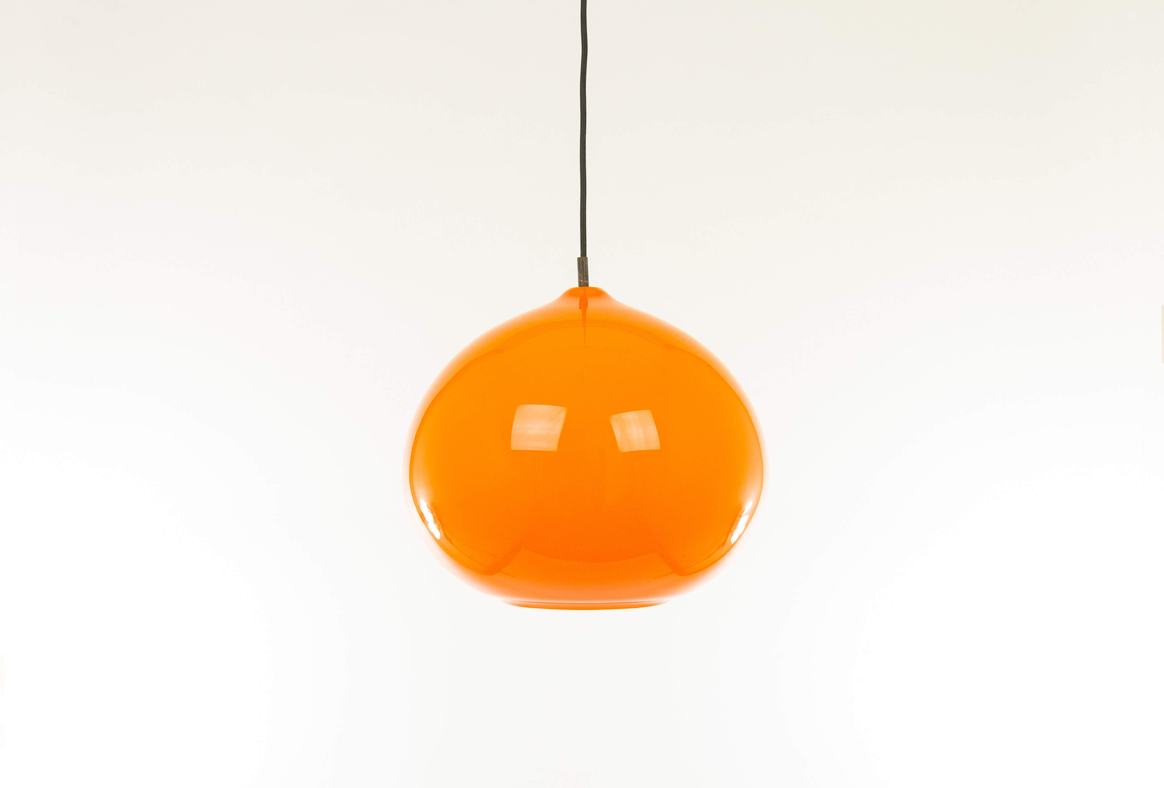 Orange glass pendant L 51 by Alessandro Pianon for Vistosi, 1960s