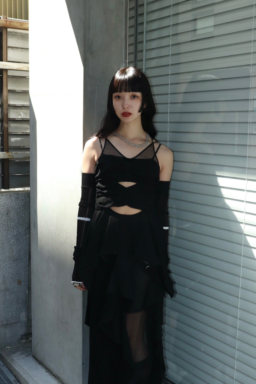 FETICO(フェティコ)のBOTANICAL JACQUARD CUTOUT CAMI TOP BLACKの通販