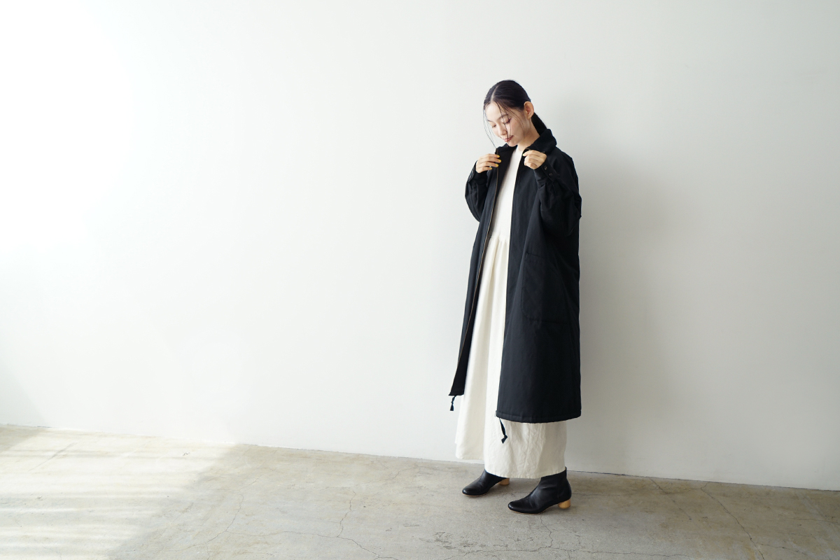 Mochi モチ finx gabardine coat[ma23-co-01/black] モッズコート