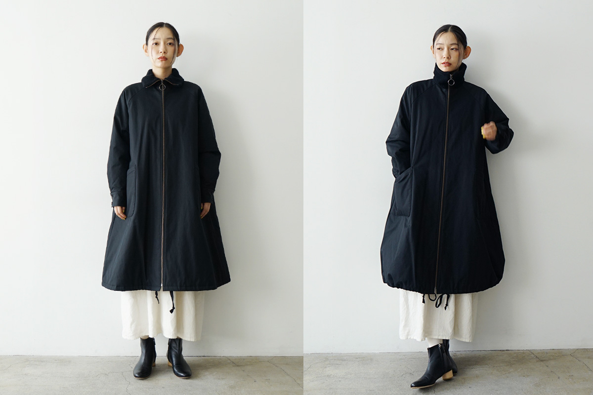 Mochi モチ finx gabardine coat[ma23-co-01/black] モッズコート