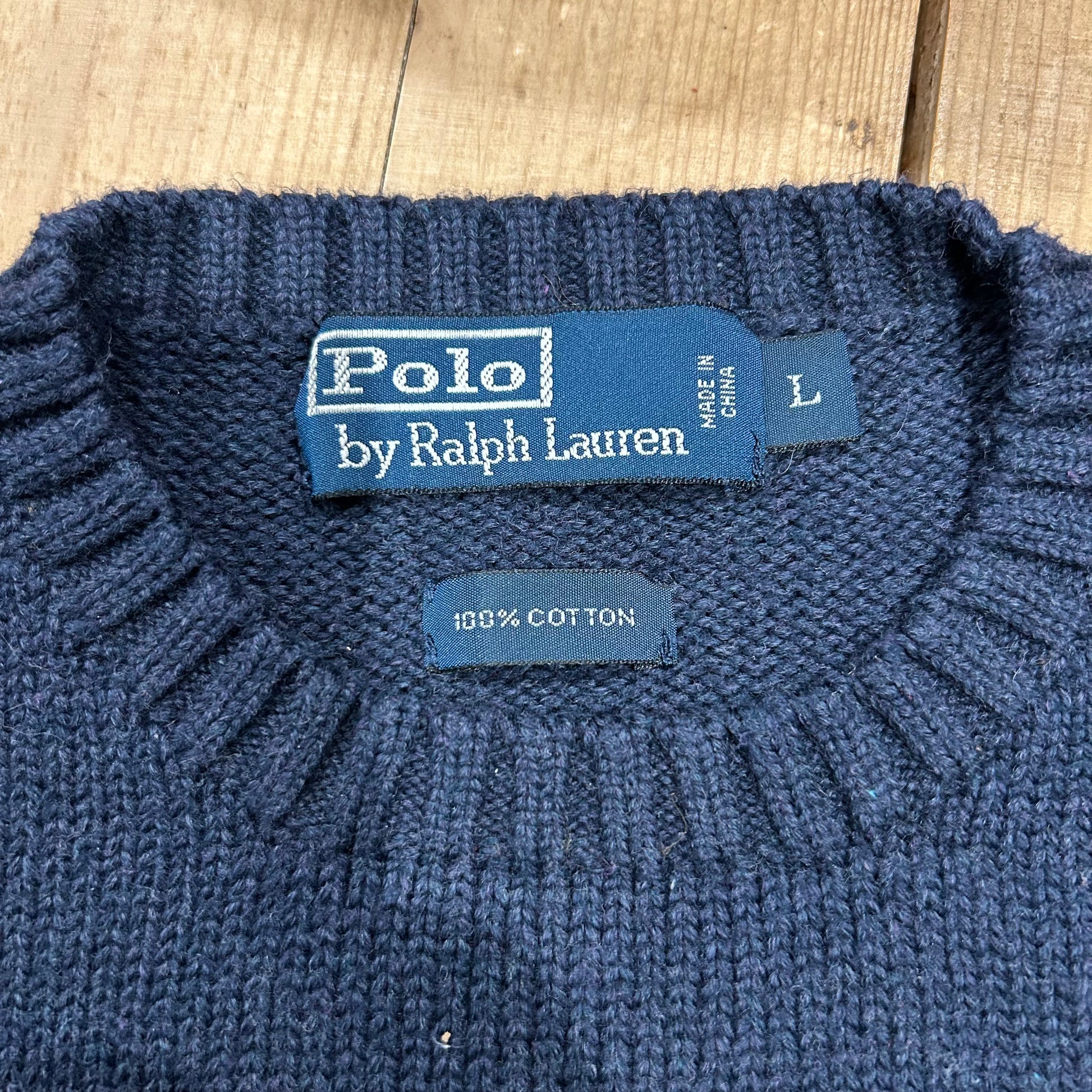 Polo Ralph Lauren ラルフローレン コットンニット 紺(L)/B1414K-SO